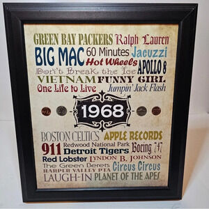 A Year In Time Celebration Wall Frame Collection 1968 With COA 14" × 16"